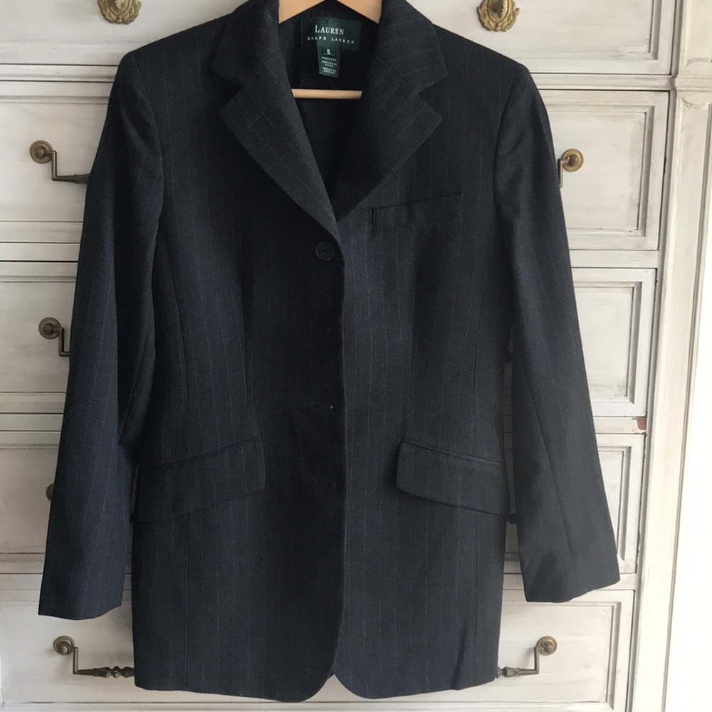 Vintage 90’s Lauren gray pinstripe blazer Sz 6